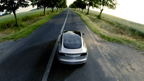 Tesla 3 - Rear Plan View Silver