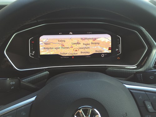 LTT VW T-Cross - Driver Display Map Full Width Zoom -out